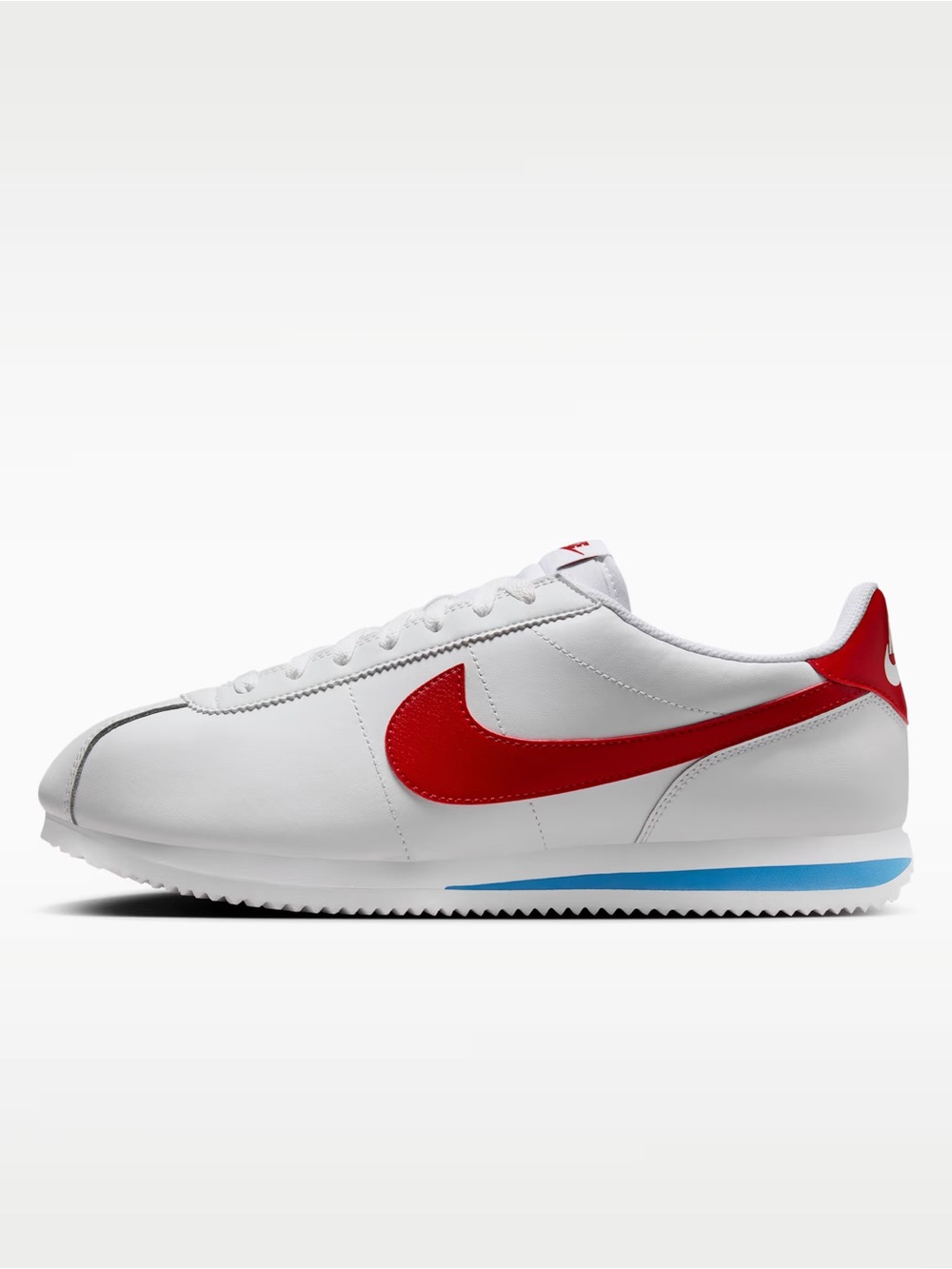 Nike. Cortez Leather. White / Varsity Blue / Varsity Red